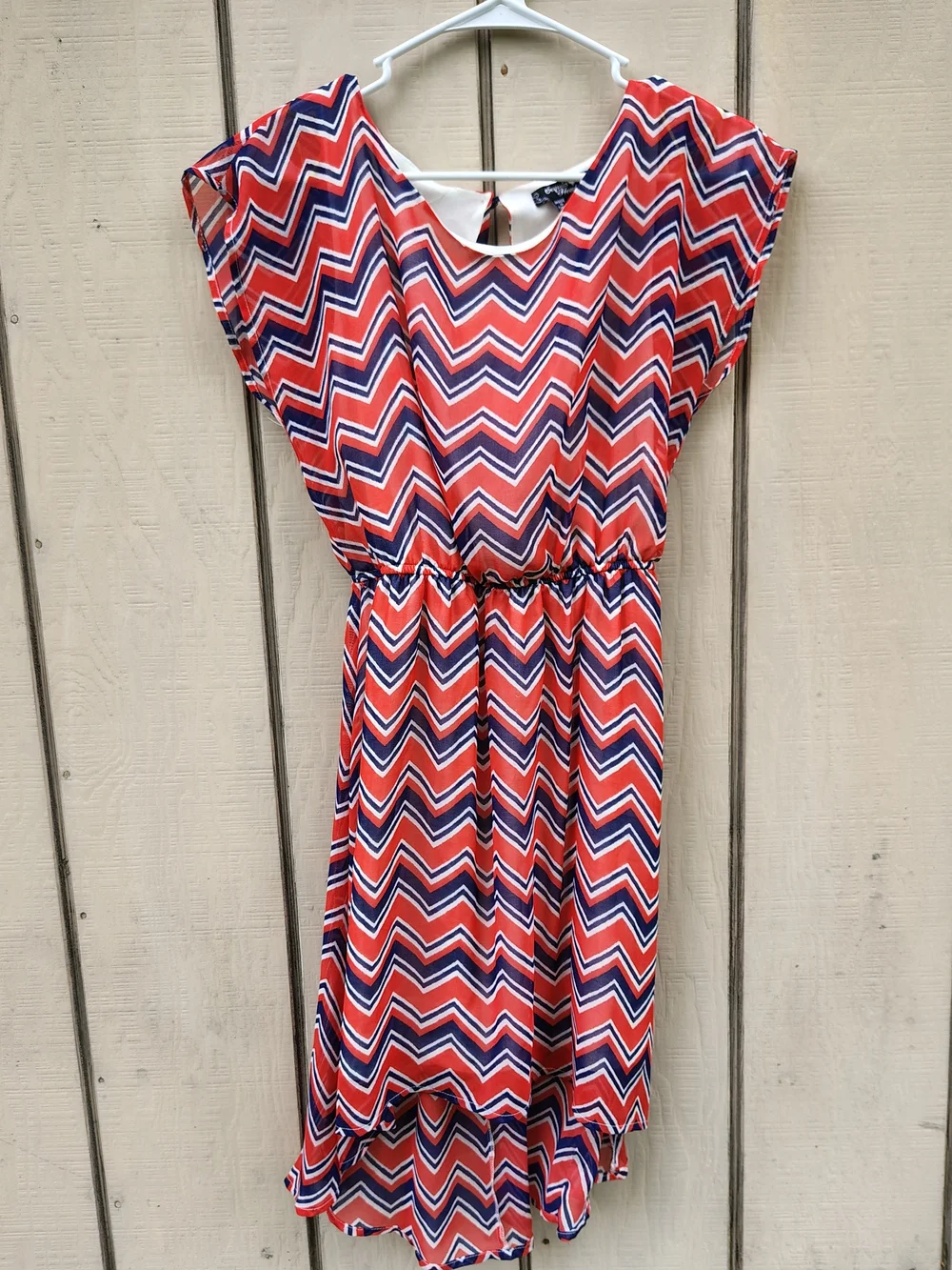 orange and blue chevron dress Burnt orange and navy blue chevron dress